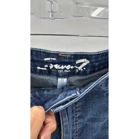 Seven7 high rise dark wash stretch denim shorts size 12 coastal beach summer - Picture 4 of 7
